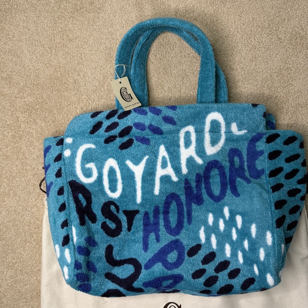 Goyard Ltd Edition Turquoise Blue Terry Cloth Sponge Beach Bag - La Place - Picture 1 of 8